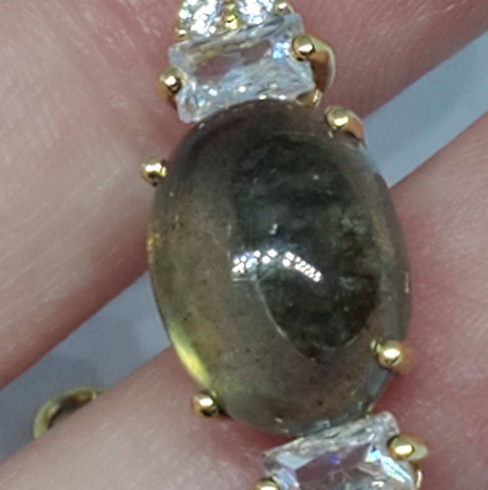 SOLD Labradorite Gold Over Sterling Silver CZ Accent Tennis Bracelet - Picture 7 of 10